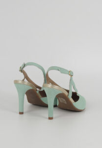 FOTOGRAFÍA ZAPATO DE TACÓN 19464 ANTE VERDE AGUA DETALLE