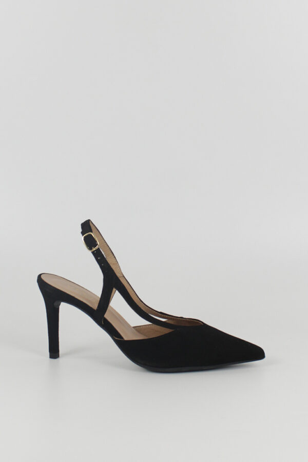 FOTOGRAFÍA ZAPATOS DE TACÓN 19464 ANTE NEGRO DE LADO